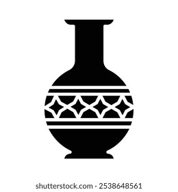 Ornamental vase icon flat line symbol set.