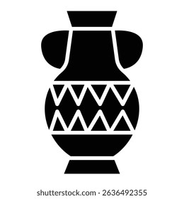 Ornamental vase icon Flat outline fill black and white