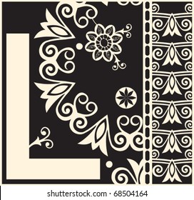 vetor ornamental ABC, letra decorativa L