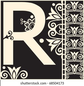 vector ornamental ABC, letra decorativa R