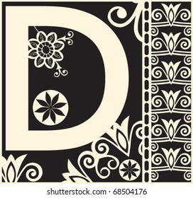 vector ornamental ABC, letra decorativa D