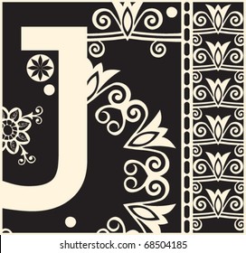 vector ornamental ABC, letra decorativa J