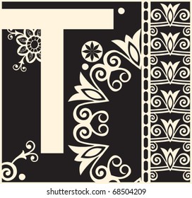 vector ornamental ABC, letra decorativa T