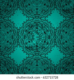 Ornamental vector background. Wallpaper baroque, damask. Graphic modern ornamental pattern on blue.