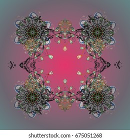 Ornamental vector background. Winter Holiday Knitted Pattern with Circles, Dots and Snowflakes On a White Background.