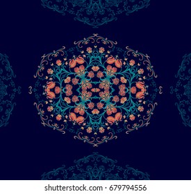 Ornamental  vector composition on dark blue background