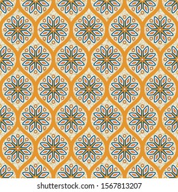 Ornamental vector design for rug. Persian rug, hijab, robe, textile. Arabian ornament with decorative elements. Vector seamless carpet template.