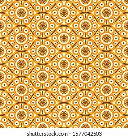 Ornamental vector design for rug. Persian rug, hijab, robe, textile. Arabian ornament with decorative elements. Vector seamless carpet template. Orange flowers and tangled vines.
