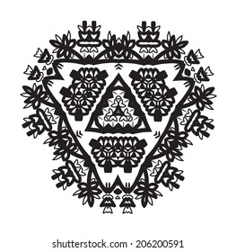 Ornamental vector element. Anti stress coloring book page for adults.