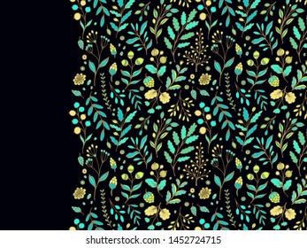 Ornamental vector floral  border composition with exotic flowers