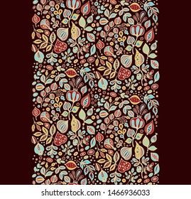 Ornamental vector floral  border composition with exotic flowers