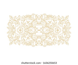 Ornamental vector floral composition, flourish vignette on white background