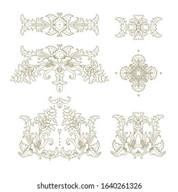 Ornamental vector floral composition, flourish vignette on white background