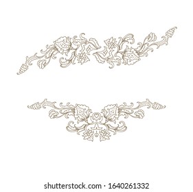 Ornamental vector floral composition, flourish vignette on white background