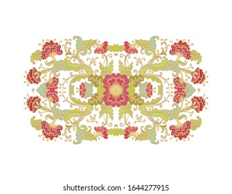 Blumenkomposition für Zierpflanzen, florale Vignette auf weißem Hintergrund