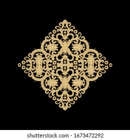Ornamental vector floral composition, flourish vignette on dark background