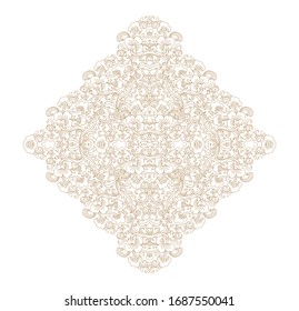 Ornamental vector floral  composition, flourish vignette on dark background