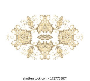 Ornamental vector floral composition, flourish vignette on white background
