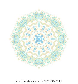 Ornamental vector floral composition, flourish vignette, rosette, mandala on white background