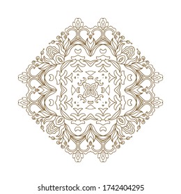 Ornamental vector floral composition, flourish vignette, rosette, mandala on white background