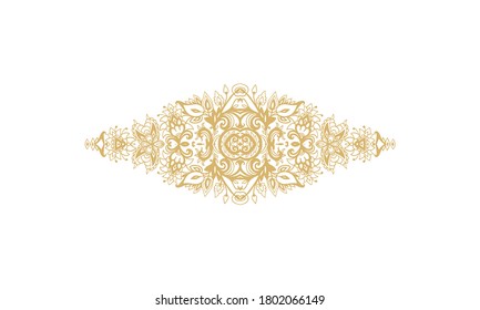 Ornamental vector floral composition, flourish vignette on white background