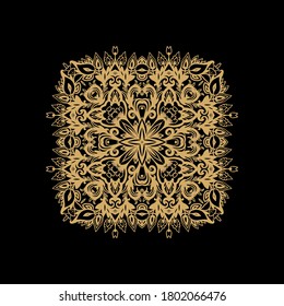Ornamental vector floral composition, flourish vignette on dark background