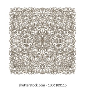 Ornamental vector floral composition, flourish vignette on white background