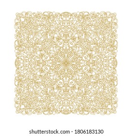 Ornamental vector floral composition, flourish vignette on white background