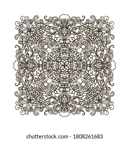 Ornamental vector floral composition, flourish vignette on white background