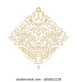 Ornamental vector floral composition, flourish vignette on white background