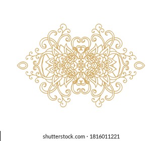 Ornamental vector floral composition, flourish vignette on white background