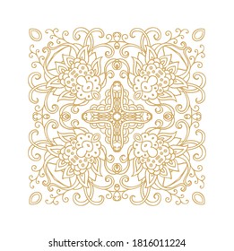 Ornamental vector floral composition, flourish vignette on white background