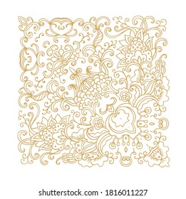 Ornamental vector floral composition, flourish vignette on white background