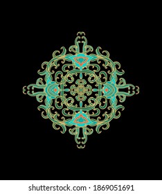 Ornamental vector floral composition, flourish vignette on dark background