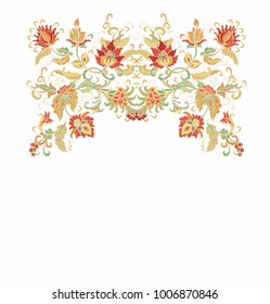 Ornamental vector floral composition on white background