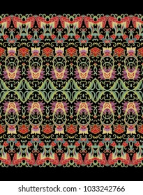 Ornamental vector floral composition on dark background