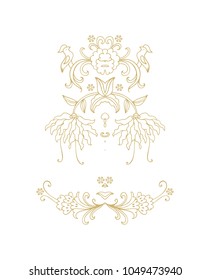 Ornamental vector floral composition on white background
