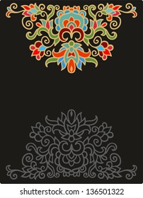 Ornamental vector floral composition on dark background