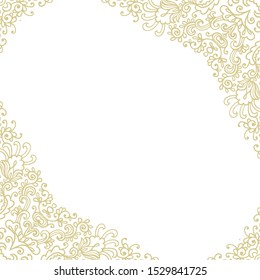 Ornamental vector floral decoration on white background, corner decor