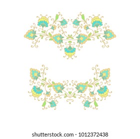 Ornamental vector floral frame composition on white background
