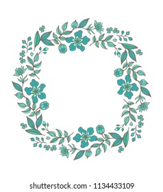 Ornamental vector floral frame with exotc flowers on white background