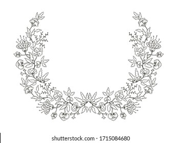 Ornamental vector floral frame with exotc flowers on white background
