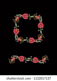 Ornamental vector floral frame with exotic stylized decorative flowers