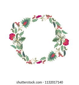 Ornamental vector floral frame with exotic stylized decorative flowers
