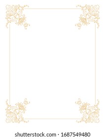 Ornamental vector floral frame, flourish vignette on white background