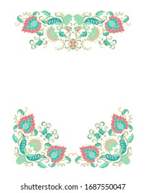 Ornamental vector floral frame, flourish vignette on white background