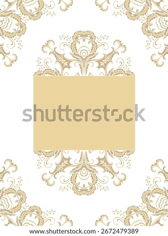 Ornamental vector floral frame, flourish vignette on white background