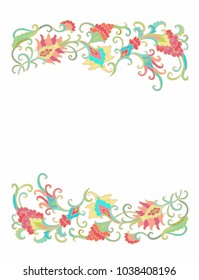 Ornamental vector floral frame on white background