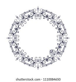 Ornamental vector floral frame on white background