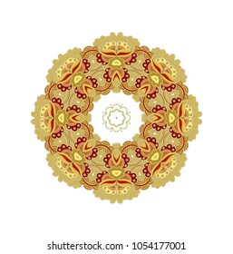 Ornamental vector floral rosette on white background